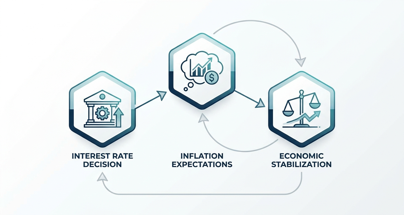 Woodford monetary framework illustration — interest rates, expectations, and economic stabilisation